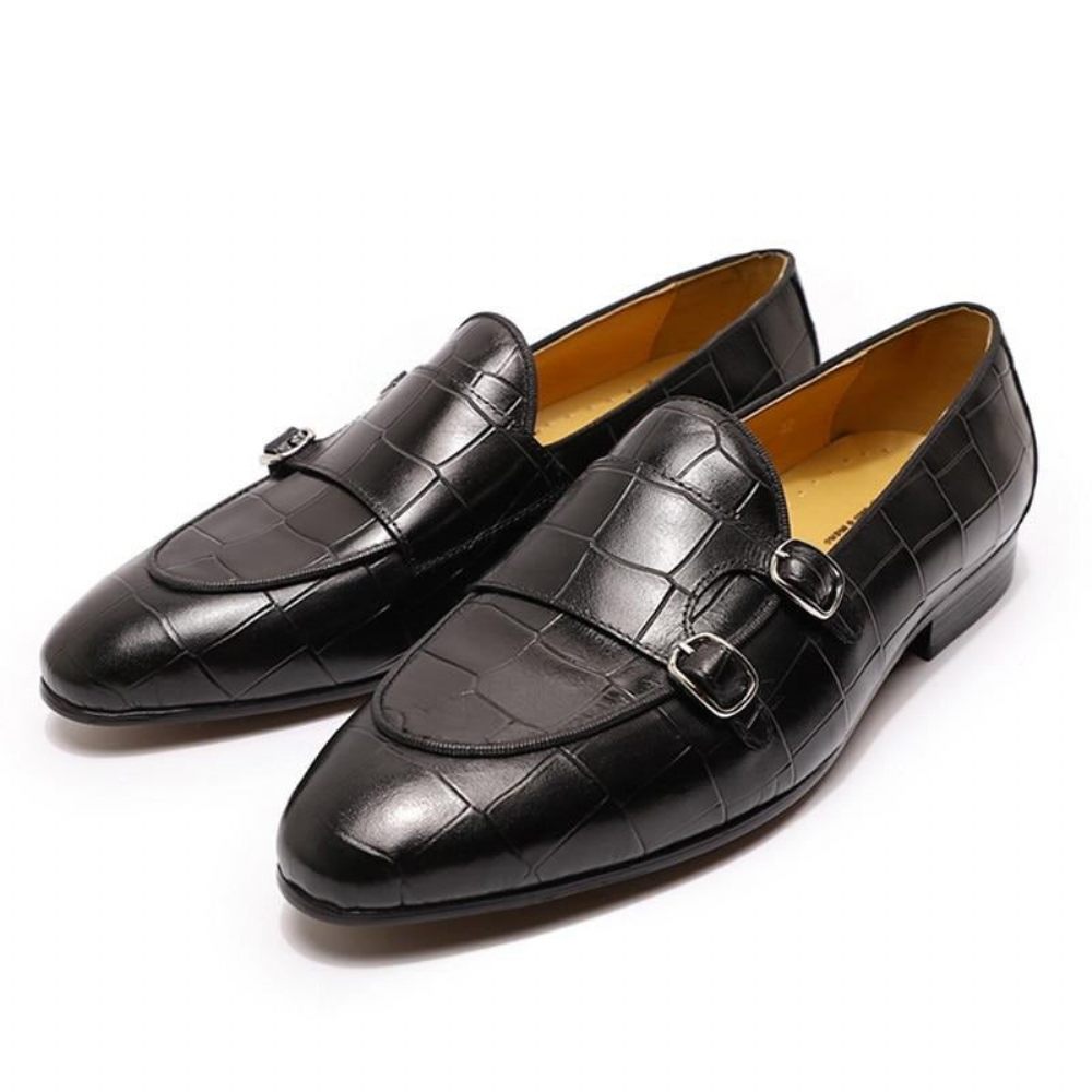 Mocassins Pour Hommes À Enfiler Sangle Monk - Noir