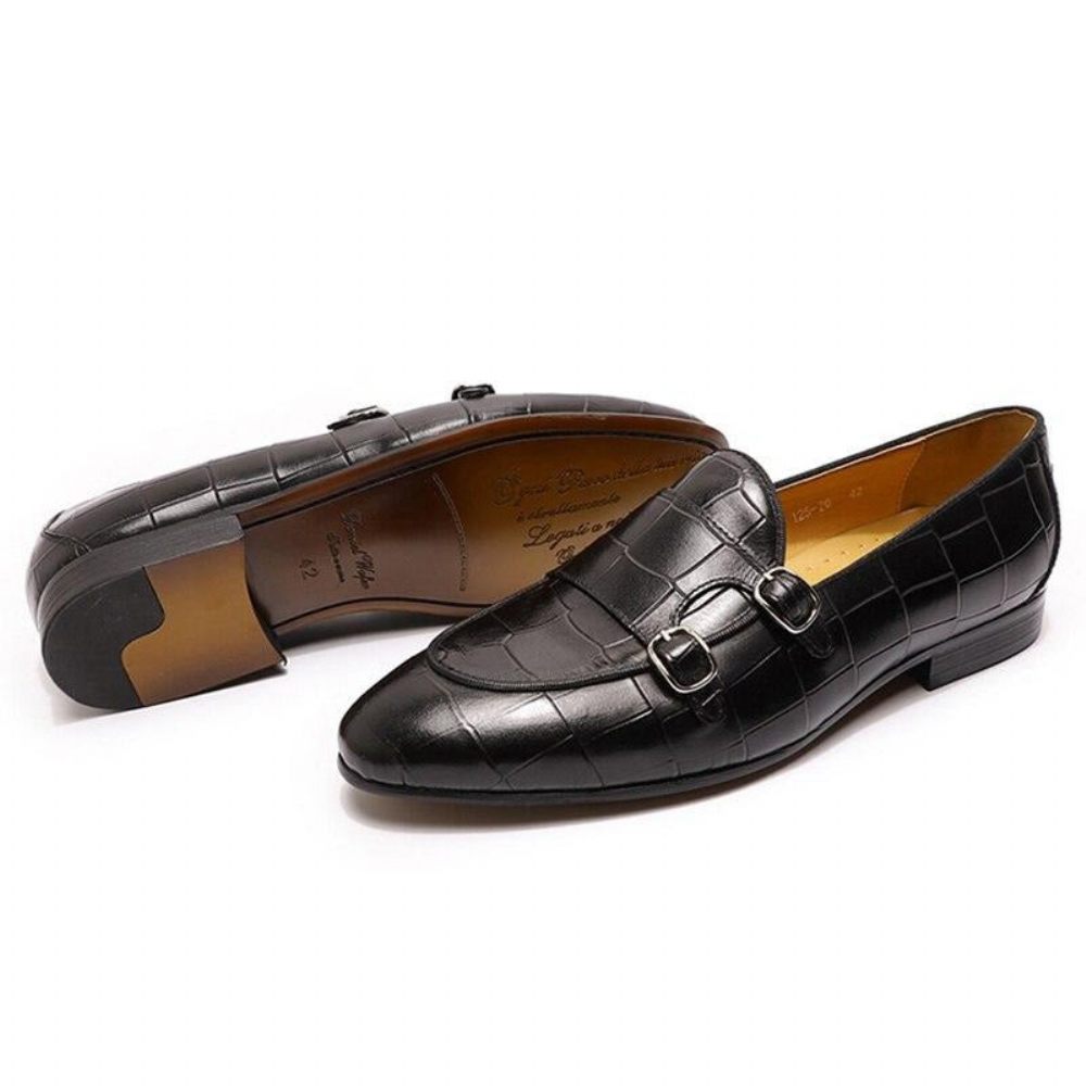 Mocassins Pour Hommes À Enfiler Sangle Monk - Noir