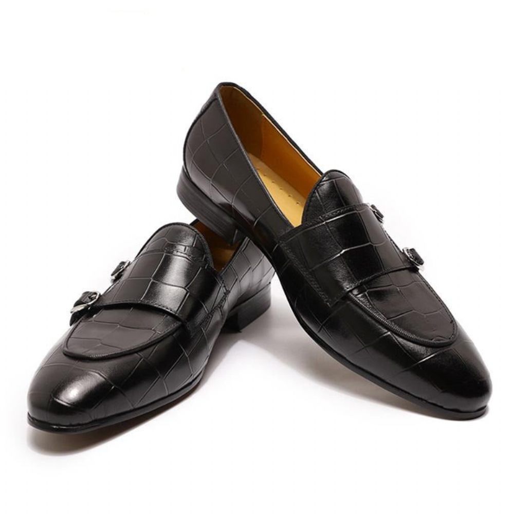 Mocassins Pour Hommes À Enfiler Sangle Monk - Noir