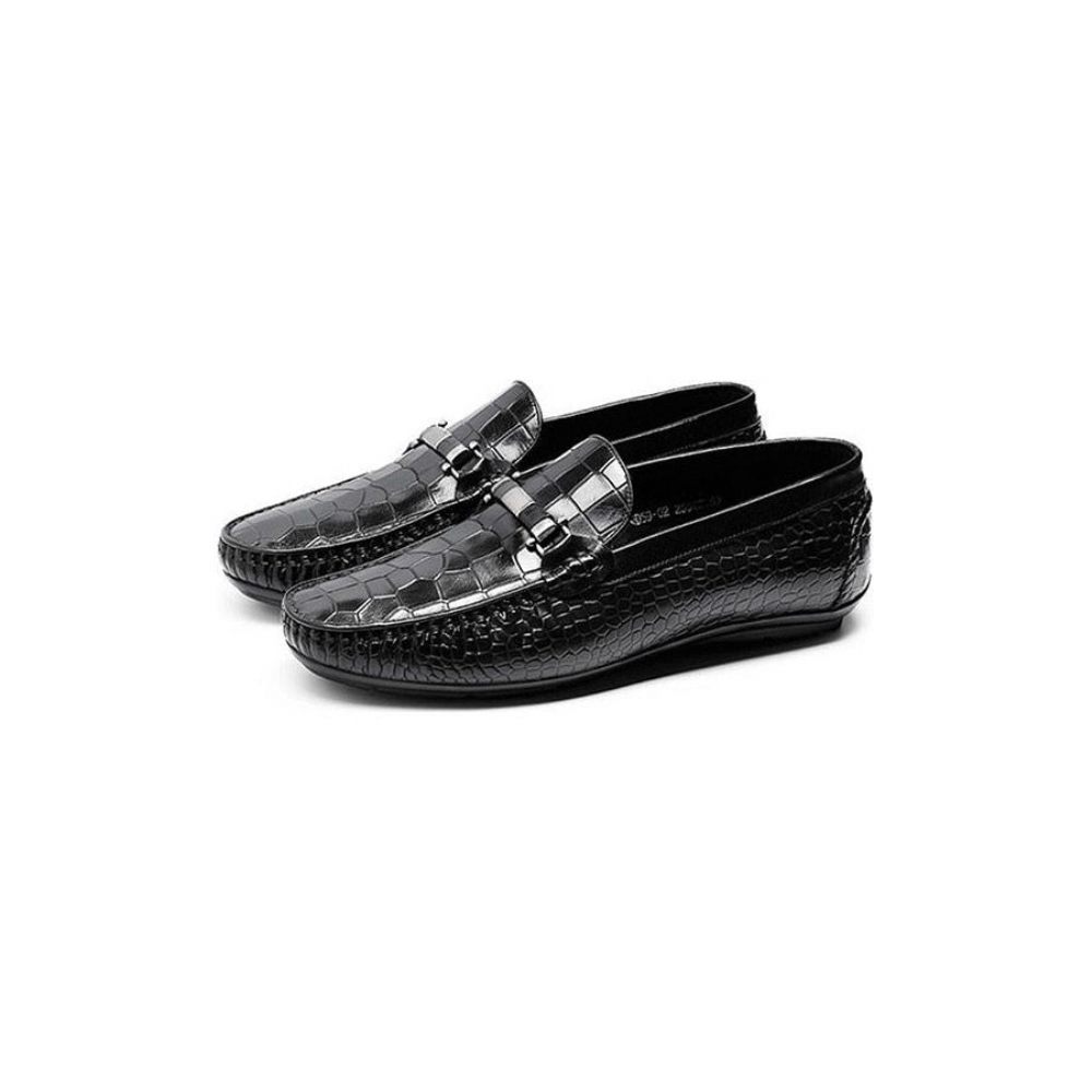 Mocassins Pour Hommes À Enfiler Texture Exotique - Noir