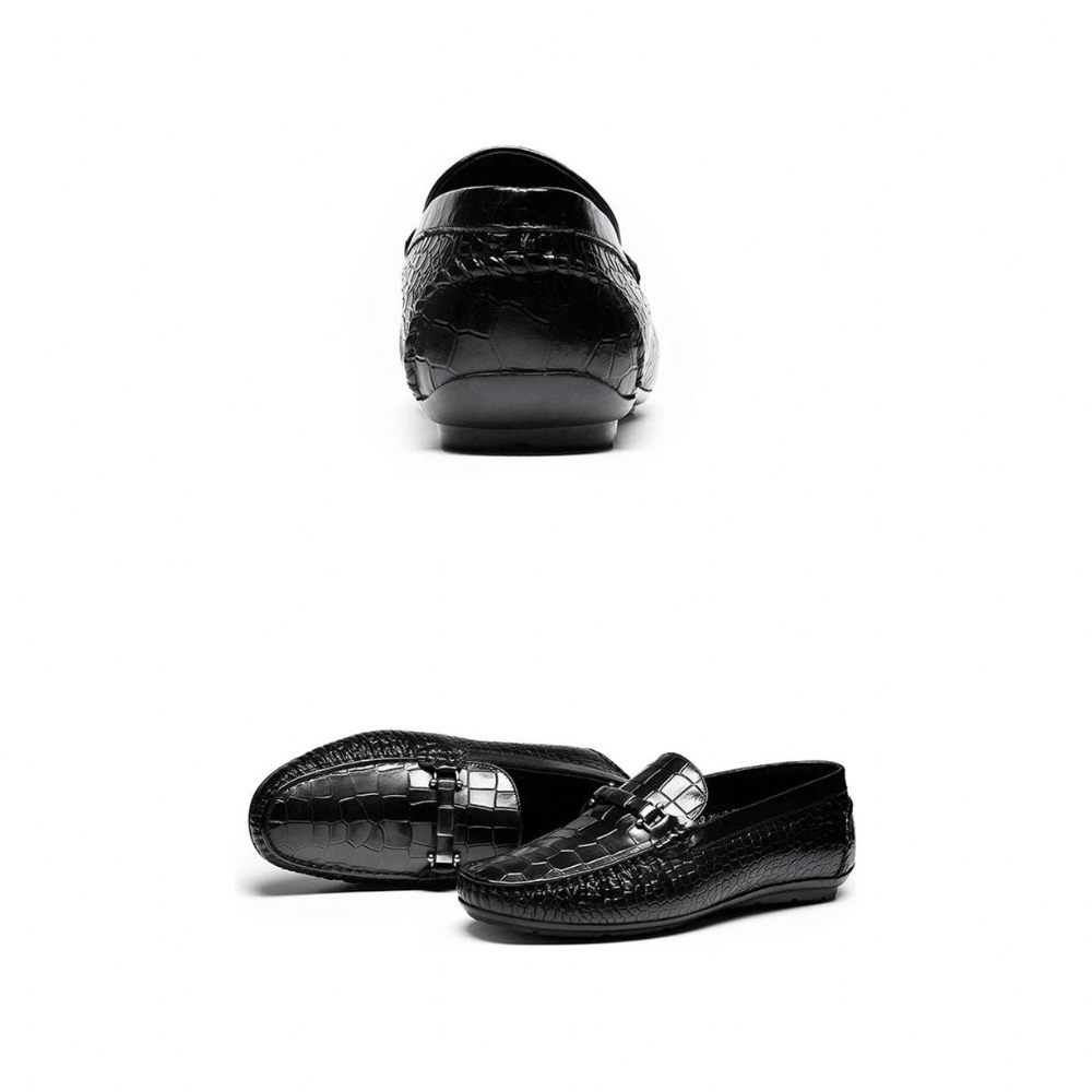 Mocassins Pour Hommes À Enfiler Texture Exotique - Noir