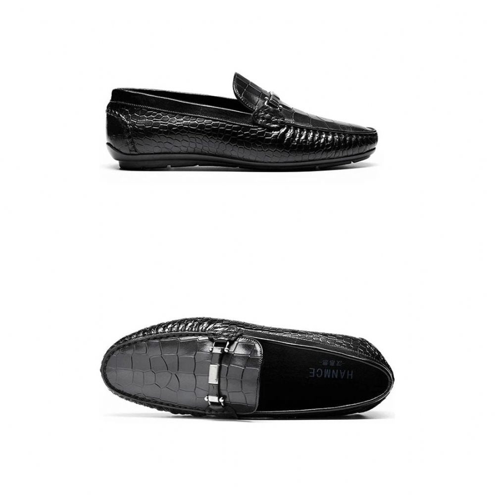 Mocassins Pour Hommes À Enfiler Texture Exotique - Noir