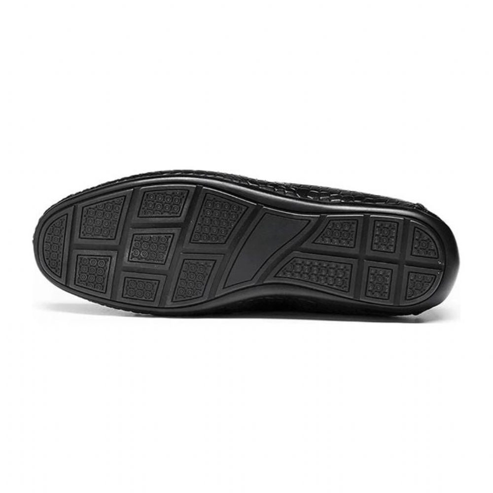 Mocassins Pour Hommes À Enfiler Texture Exotique - Noir