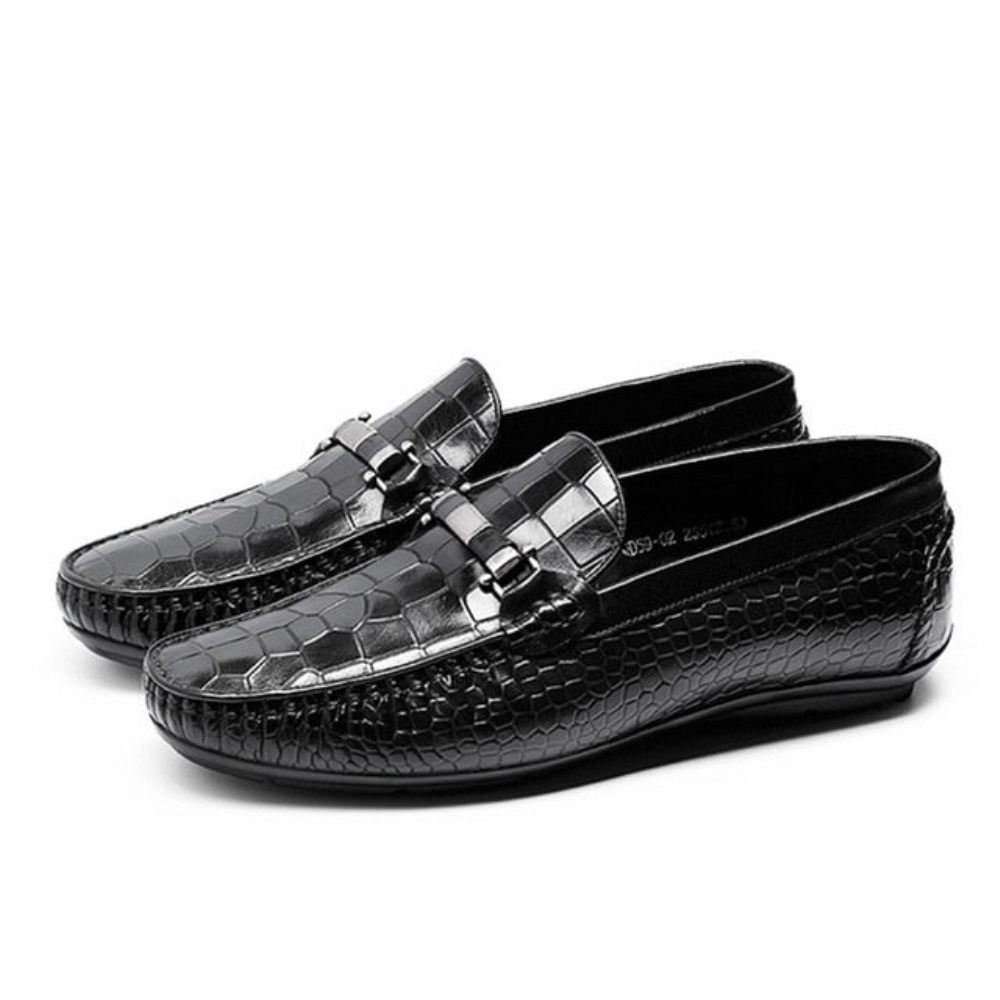 Mocassins Pour Hommes À Enfiler Texture Exotique - Noir