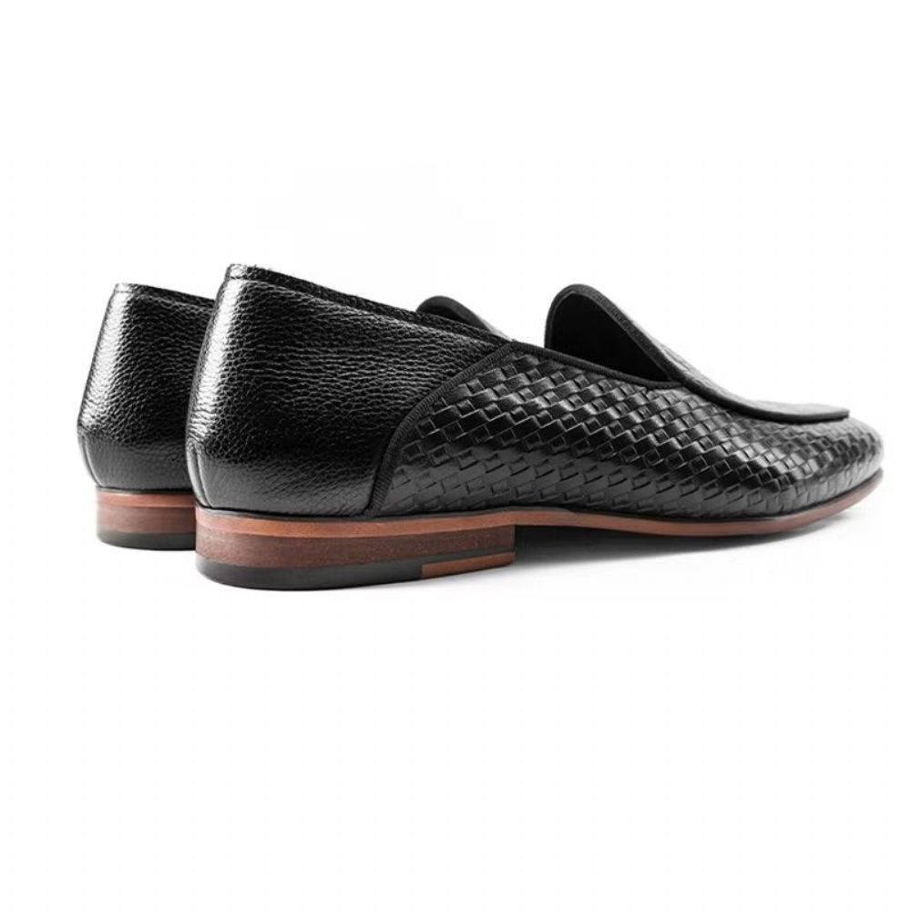 Mocassins Pour Hommes À Enfiler Texture Exotique Cuir Vache Luxe - Noir