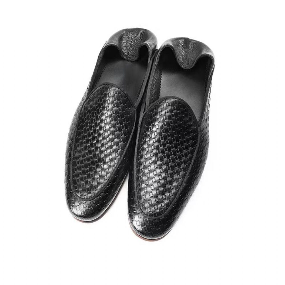 Mocassins Pour Hommes À Enfiler Texture Exotique Cuir Vache Luxe - Noir