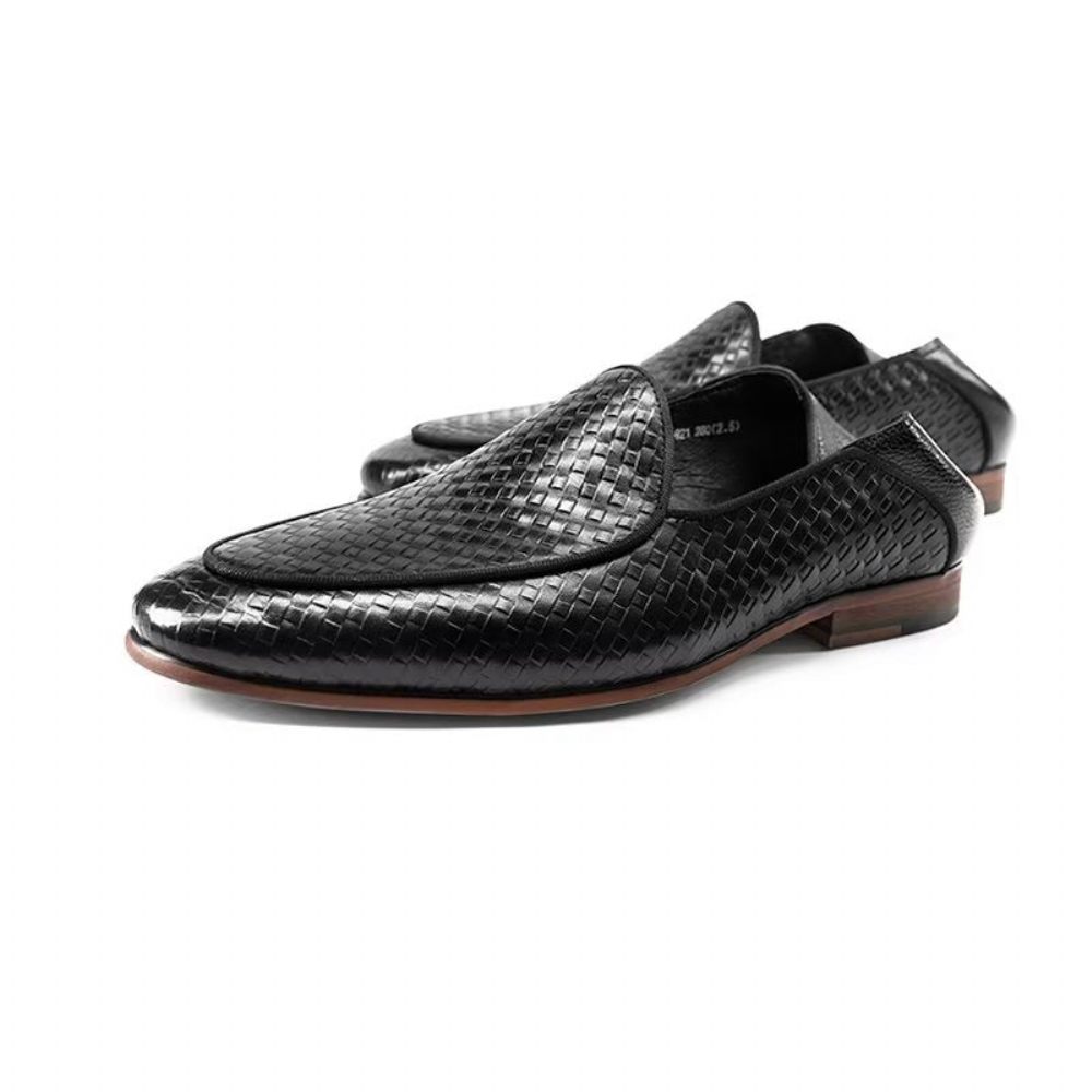 Mocassins Pour Hommes À Enfiler Texture Exotique Cuir Vache Luxe - Noir