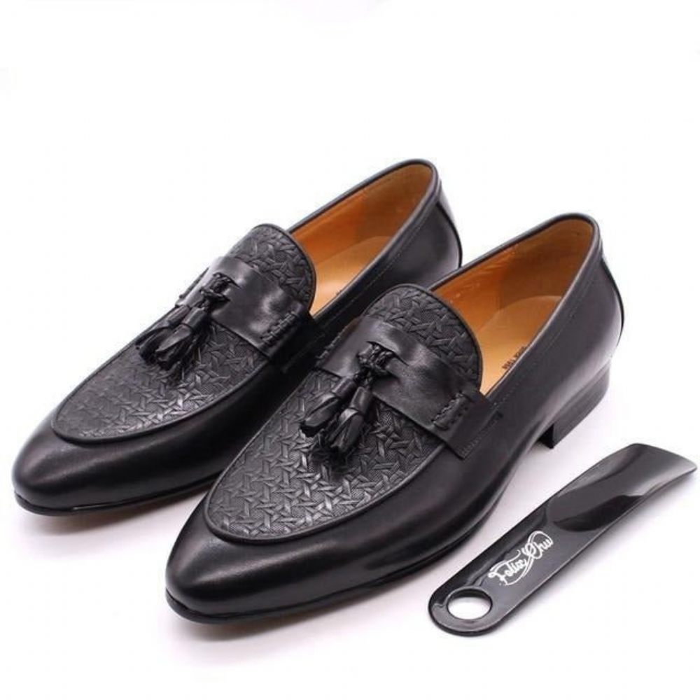 Mocassins Pour Hommes Exotiques Luxe À Enfiler - Noir