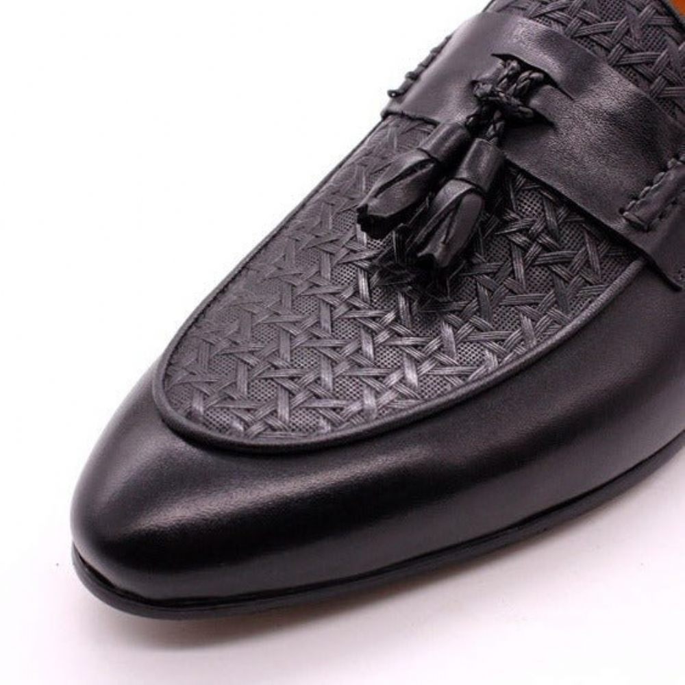 Mocassins Pour Hommes Exotiques Luxe À Enfiler - Noir