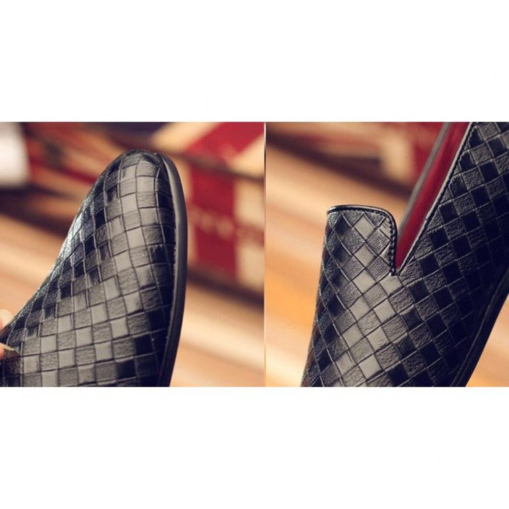 Mocassins Pour Hommes Extravagants Cuir Verni Brillant Luxe - Noir