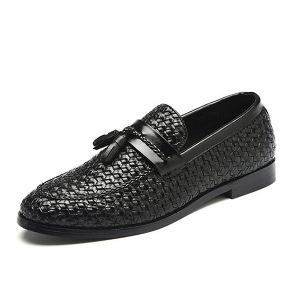 Mocassins Pour Hommes Gland Chic Cuir Boucle Sangle Chaussures Mariage - Noir