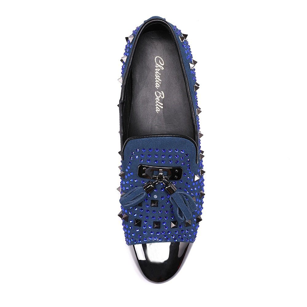 Mocassins Pour Hommes Habillés À Détails Rivets - Bleu