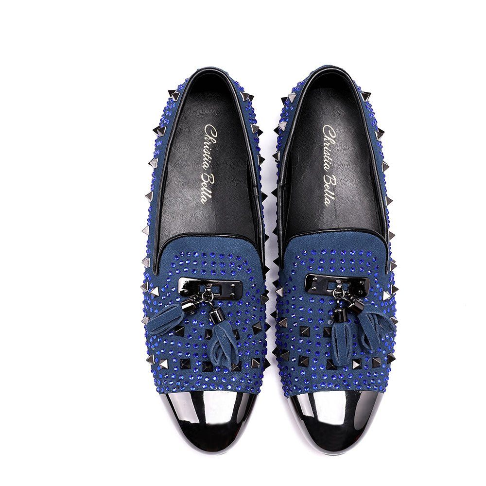 Mocassins Pour Hommes Habillés À Détails Rivets - Bleu