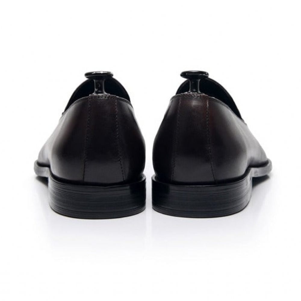 Mocassins Pour Hommes Habillés Oxford Cuir Exotique - Café