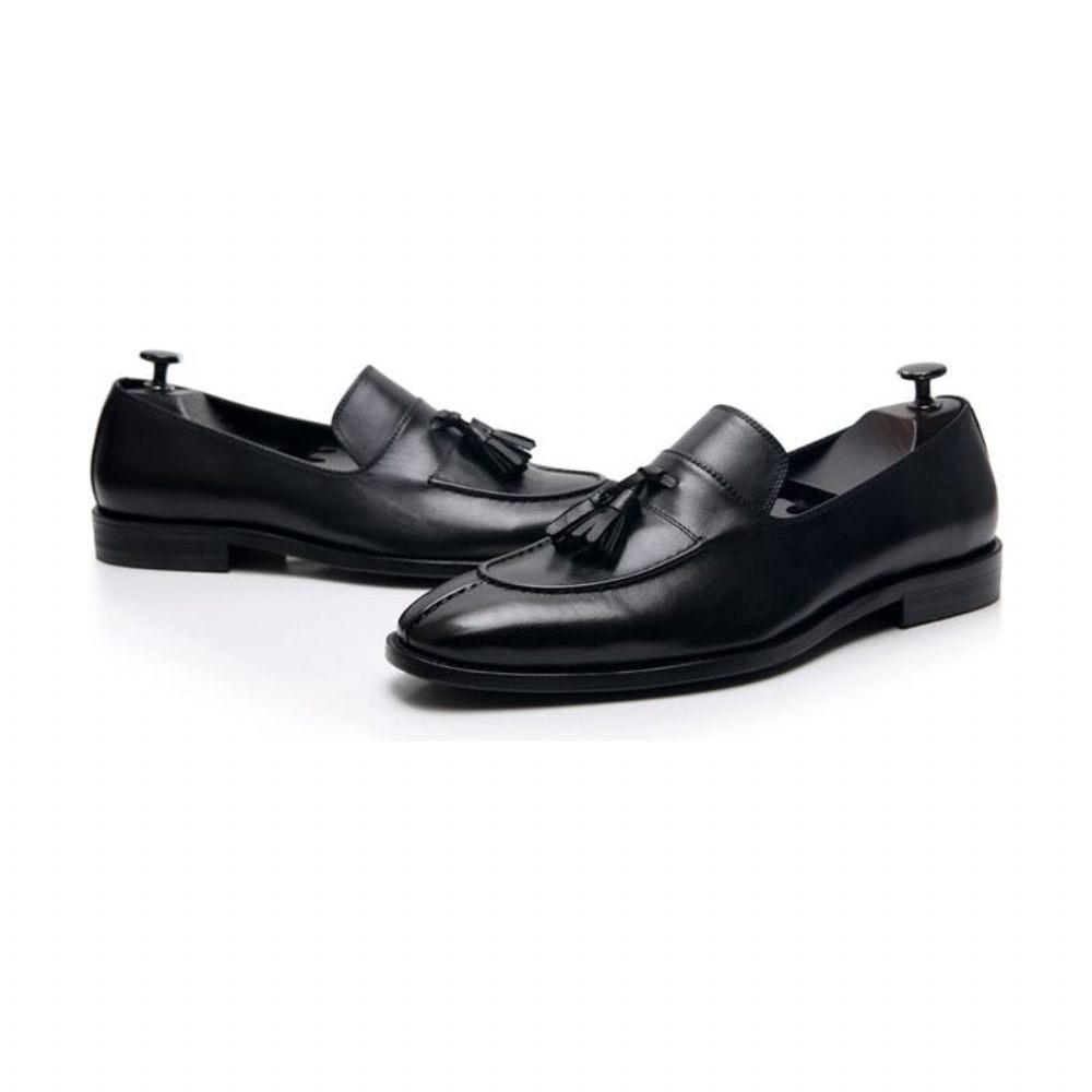 Mocassins Pour Hommes Habillés Oxford Cuir Exotique - Noir