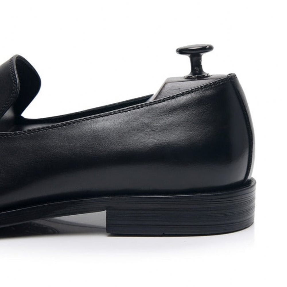 Mocassins Pour Hommes Habillés Oxford Cuir Exotique - Noir