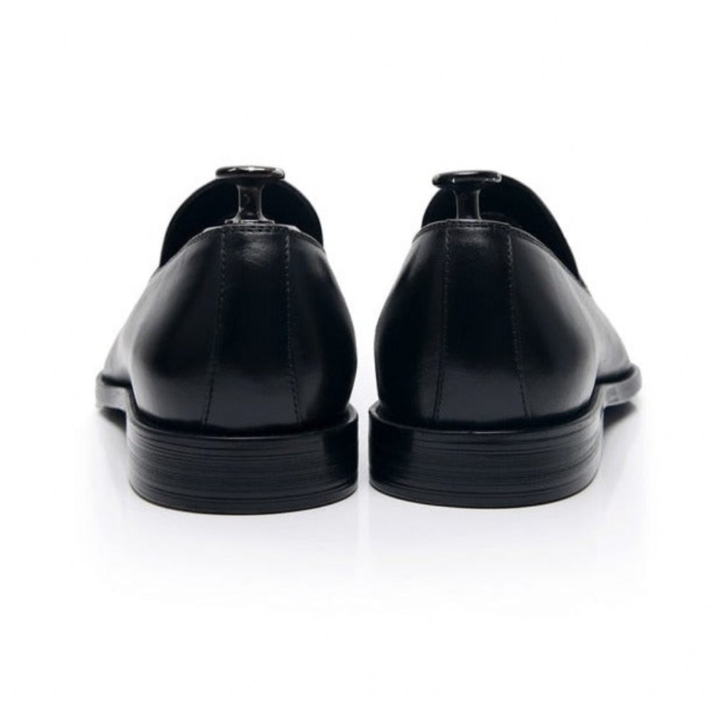 Mocassins Pour Hommes Habillés Oxford Cuir Exotique - Noir