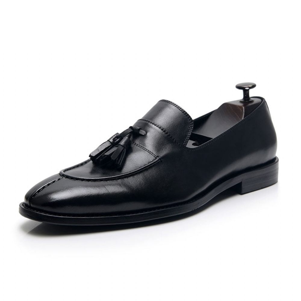 Mocassins Pour Hommes Habillés Oxford Cuir Exotique - Noir