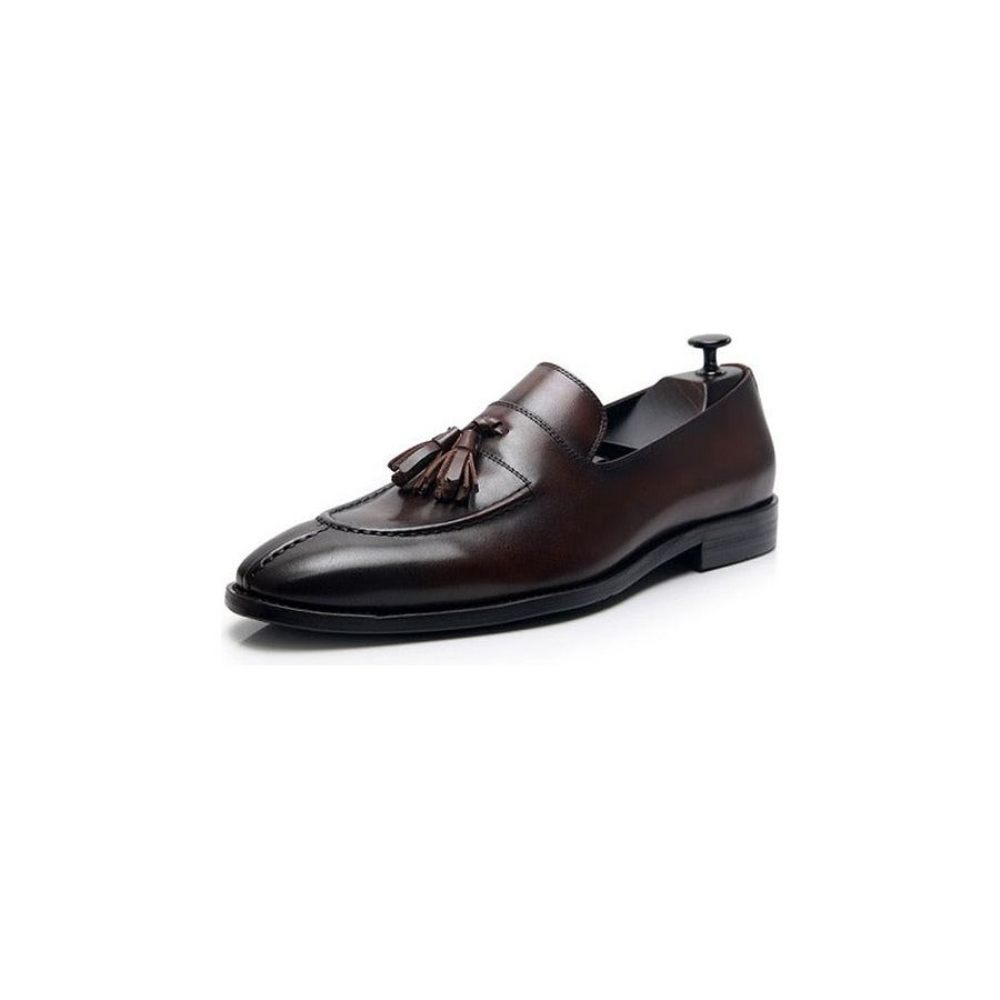 Mocassins Pour Hommes Habillés Oxford Cuir Exotique - Café