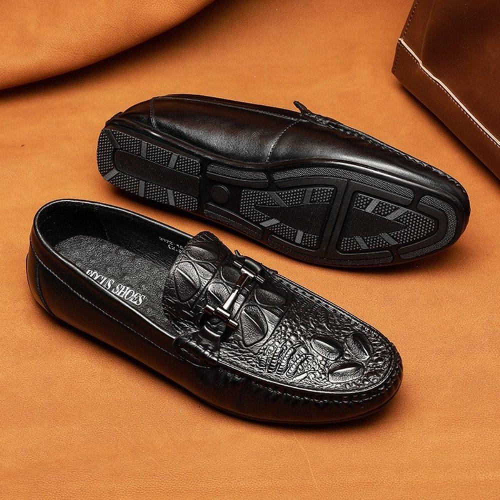 Mocassins Pour Hommes Imperméables À Enfiler Cuir - Noir