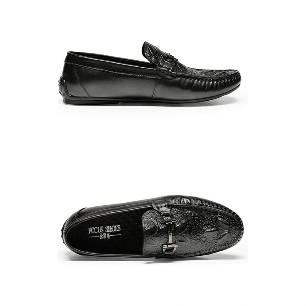 Mocassins Pour Hommes Imperméables À Enfiler Cuir - Noir