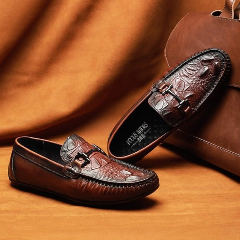 Mocassins Pour Hommes Imperméables À Enfiler Cuir - Rouge