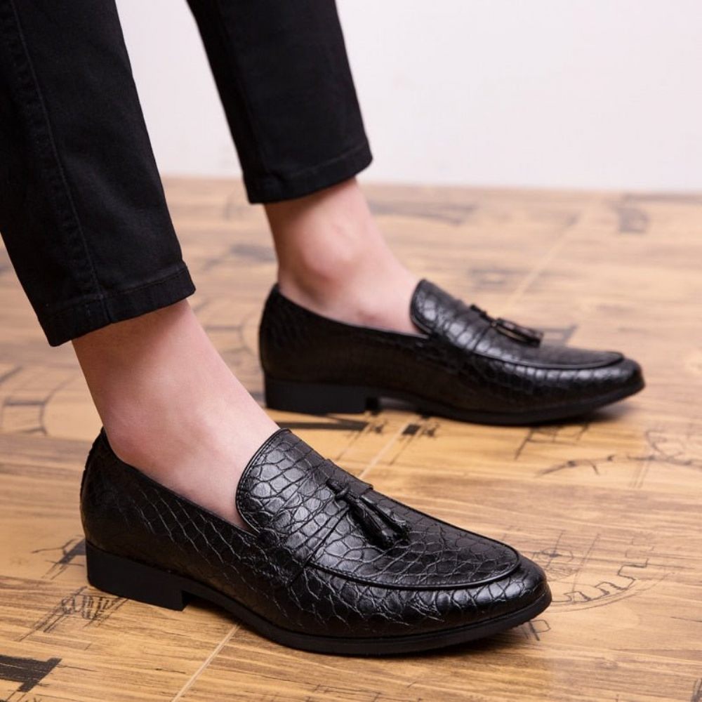 Mocassins Pour Hommes Luxe Crocodile - Noir