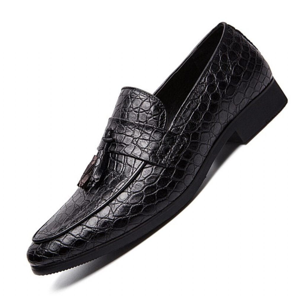 Mocassins Pour Hommes Luxe Crocodile - Noir