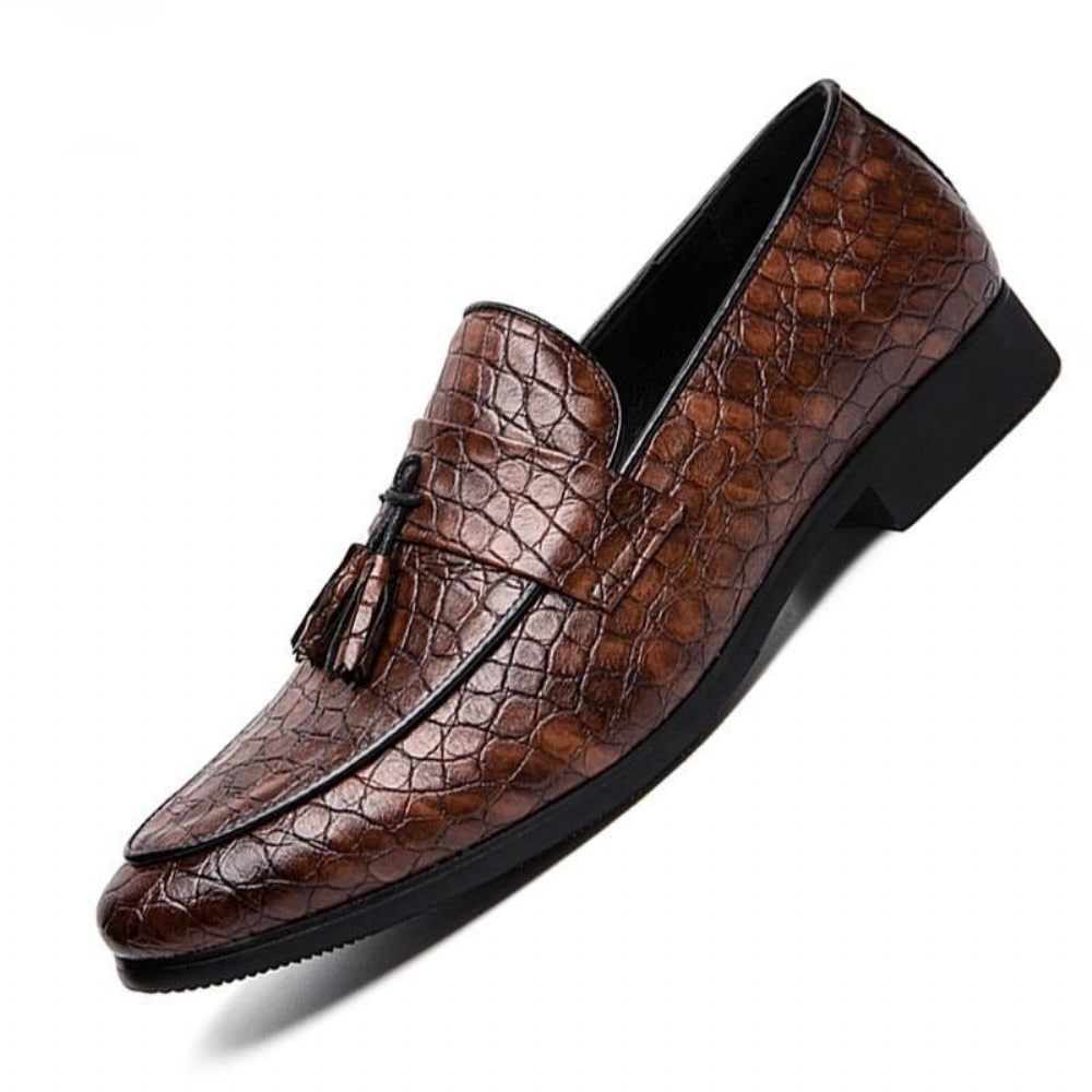 Mocassins Pour Hommes Luxe Crocodile - Café