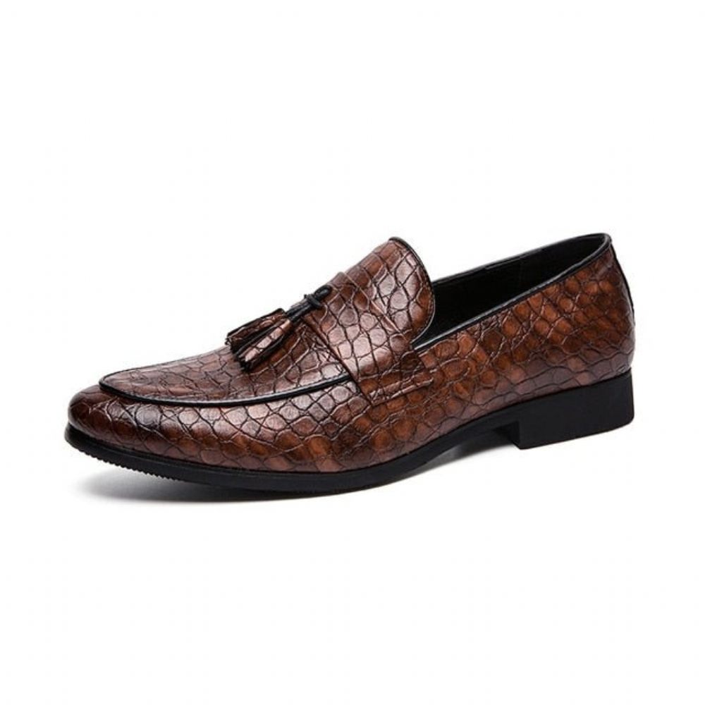 Mocassins Pour Hommes Luxe Crocodile - Café