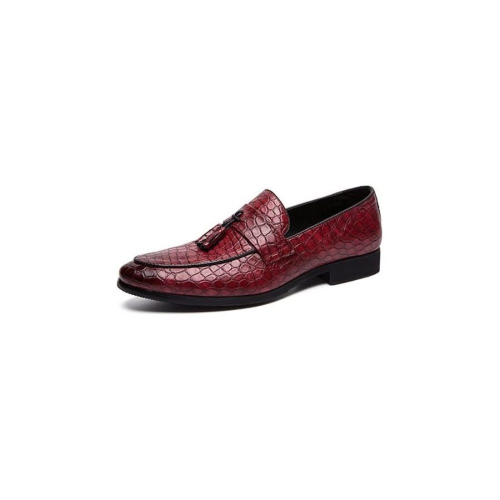 Mocassins Pour Hommes Luxe Crocodile - Rouge