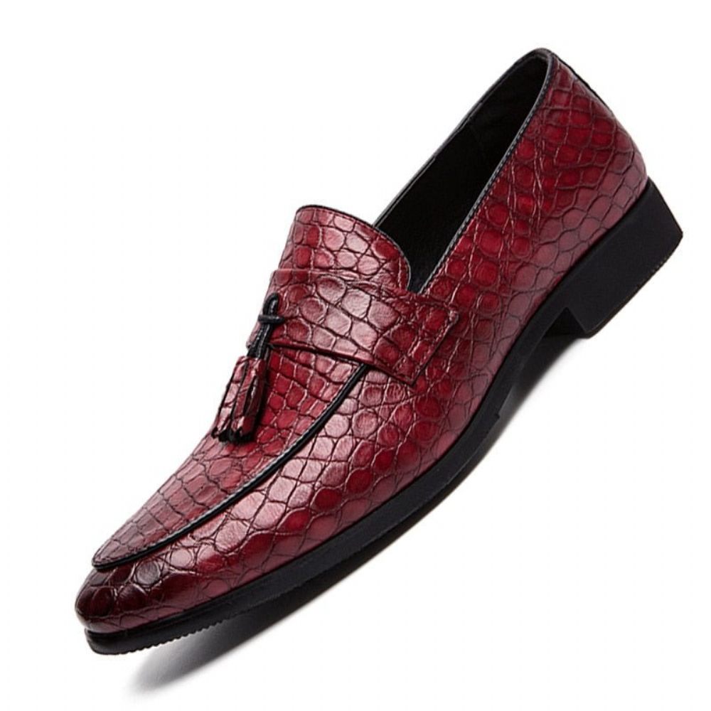 Mocassins Pour Hommes Luxe Crocodile - Rouge