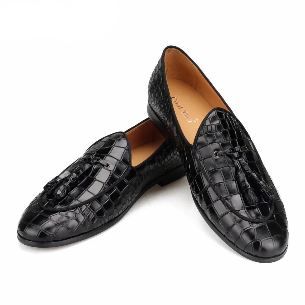 Mocassins Pour Hommes Luxe Croctex Slip-on À Motif Solide - Noir