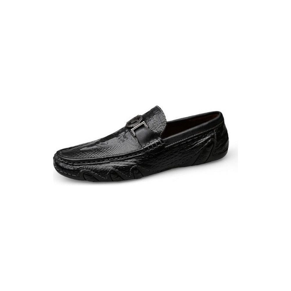 Mocassins Pour Hommes Luxe Cuir Crocodile À Enfiler