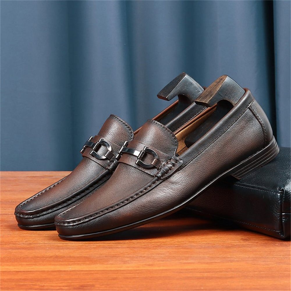 Mocassins Pour Hommes Luxe À Enfiler Cuir Hazel - Café