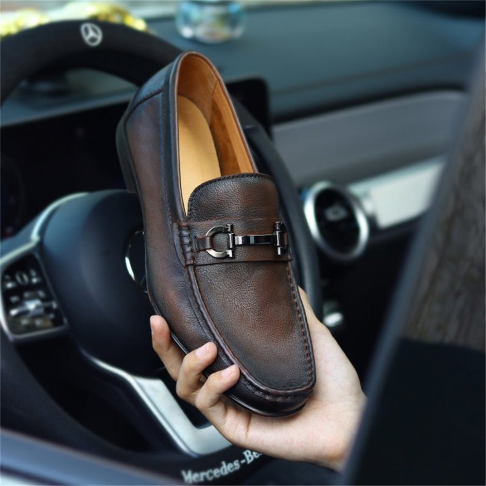 Mocassins Pour Hommes Luxe À Enfiler Cuir Hazel - Café