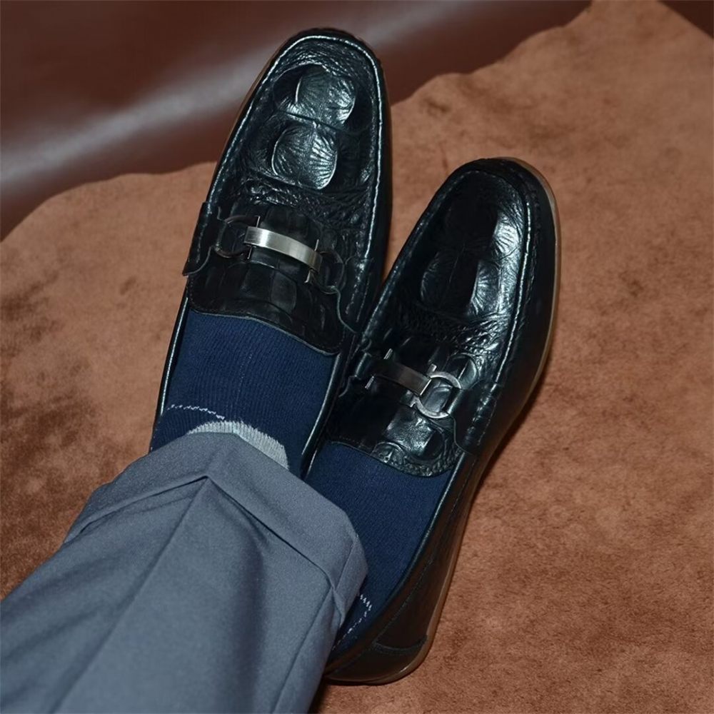 Mocassins Pour Hommes Luxueux À Bout Rond - Noir