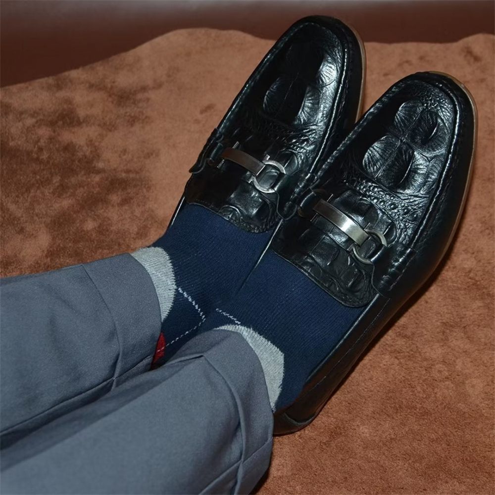 Mocassins Pour Hommes Luxueux À Bout Rond - Noir