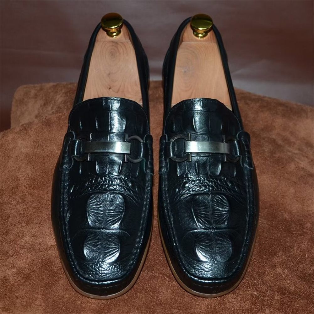 Mocassins Pour Hommes Luxueux À Bout Rond - Noir