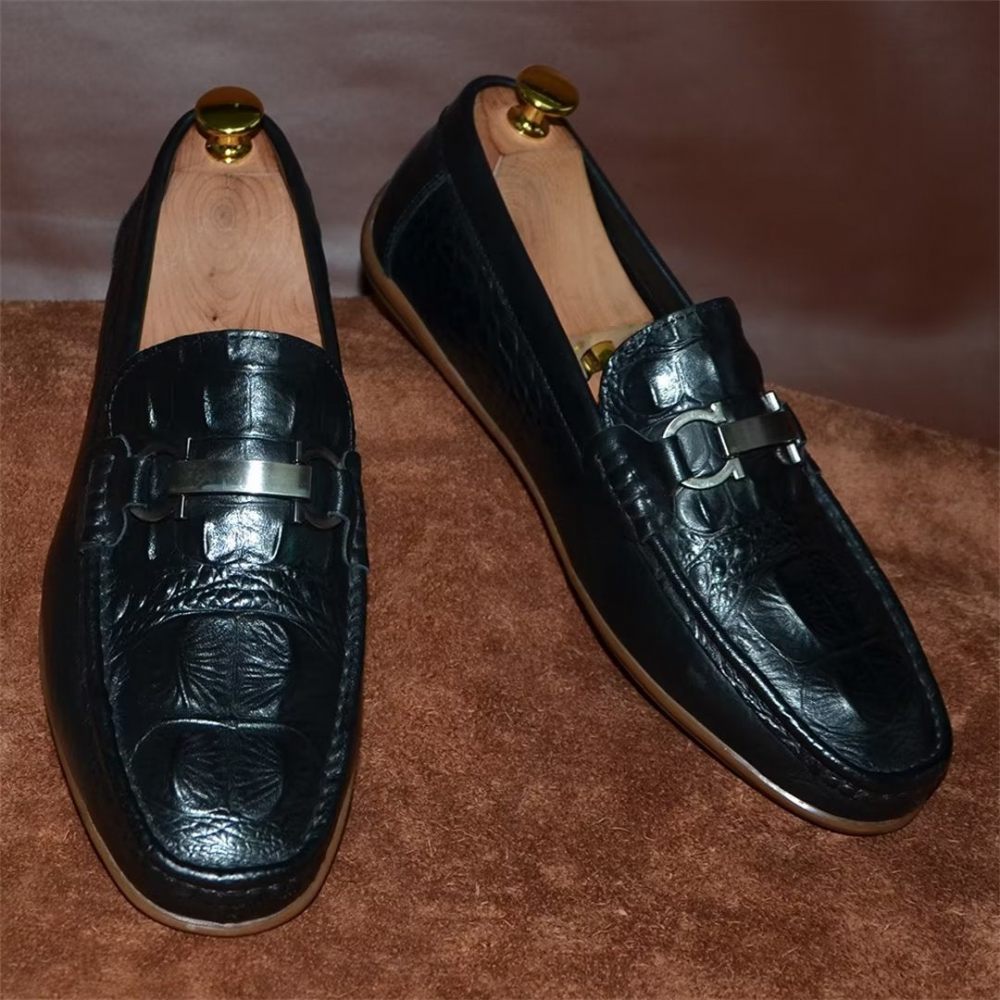 Mocassins Pour Hommes Luxueux À Bout Rond - Noir