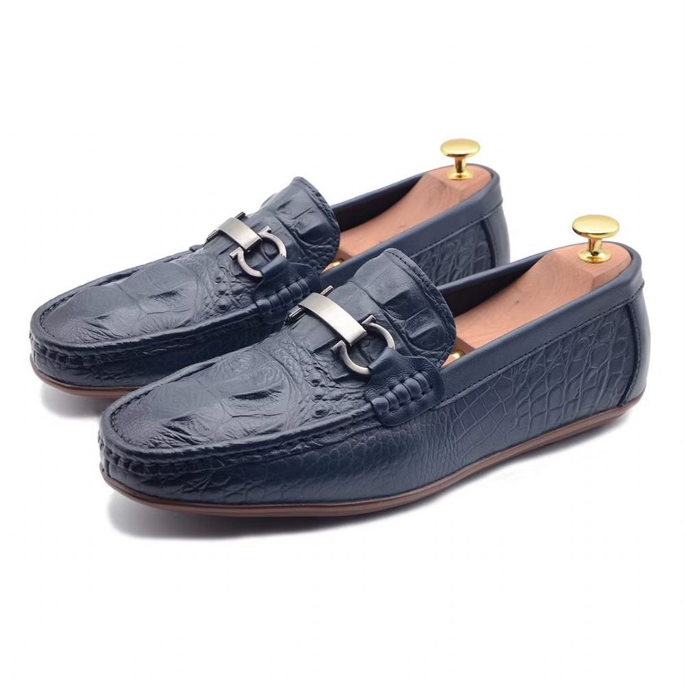 Mocassins Pour Hommes Luxueux À Bout Rond - Bleu