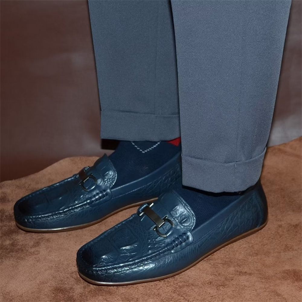 Mocassins Pour Hommes Luxueux À Bout Rond - Bleu