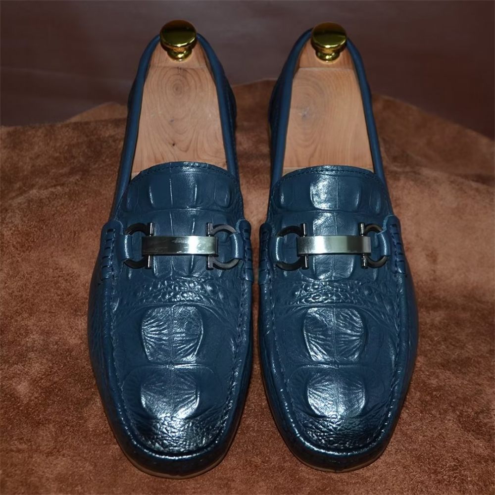 Mocassins Pour Hommes Luxueux À Bout Rond - Bleu