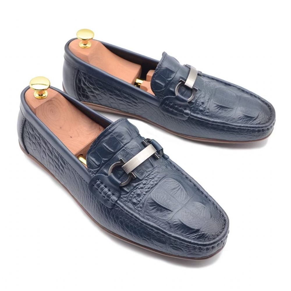 Mocassins Pour Hommes Luxueux À Bout Rond - Bleu