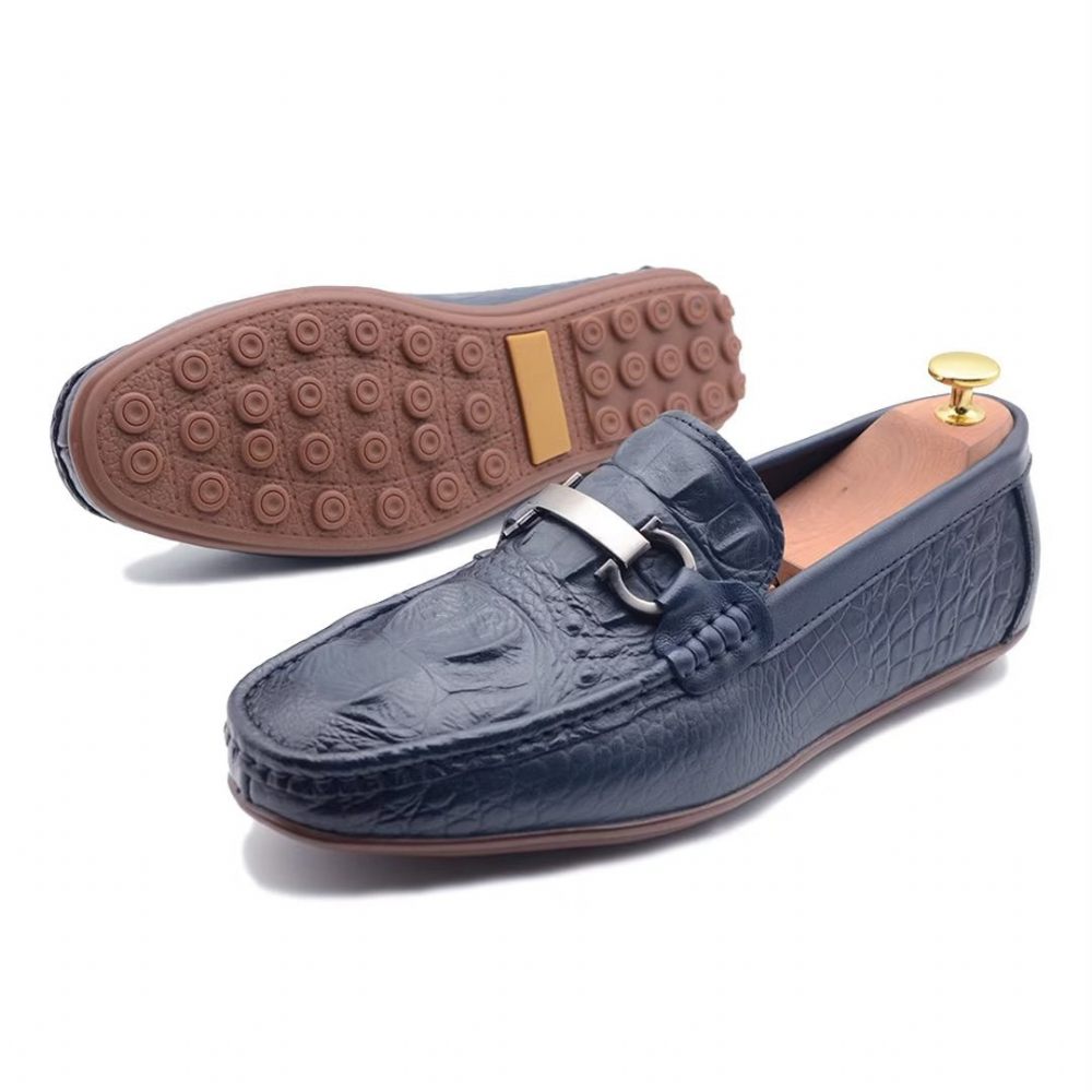 Mocassins Pour Hommes Luxueux À Bout Rond - Bleu