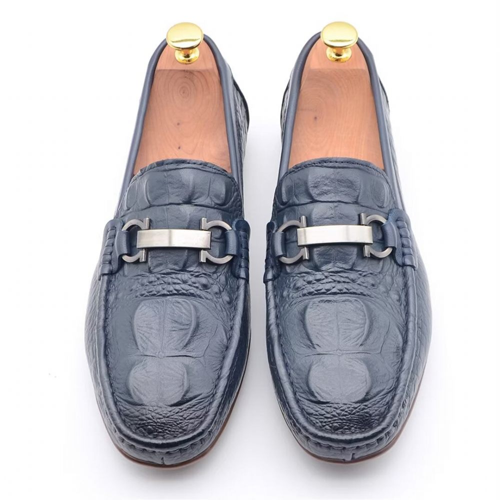 Mocassins Pour Hommes Luxueux À Bout Rond - Bleu