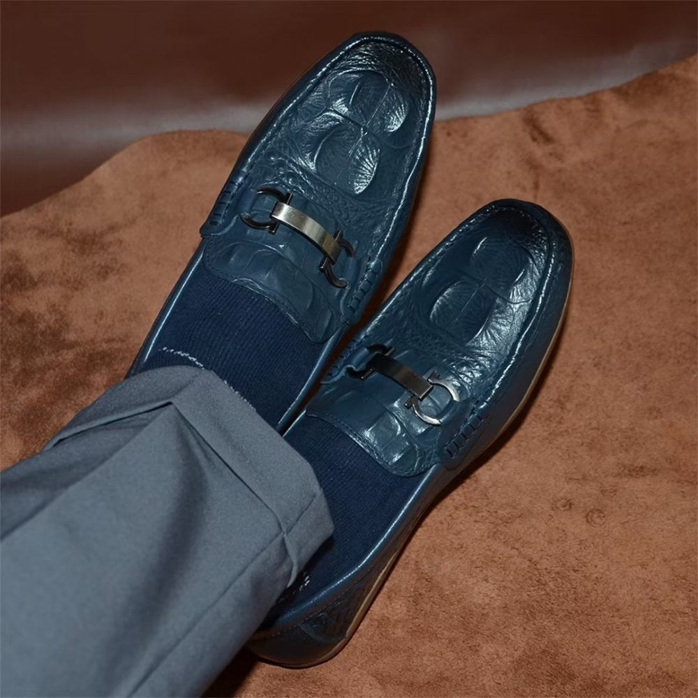 Mocassins Pour Hommes Luxueux À Bout Rond - Bleu