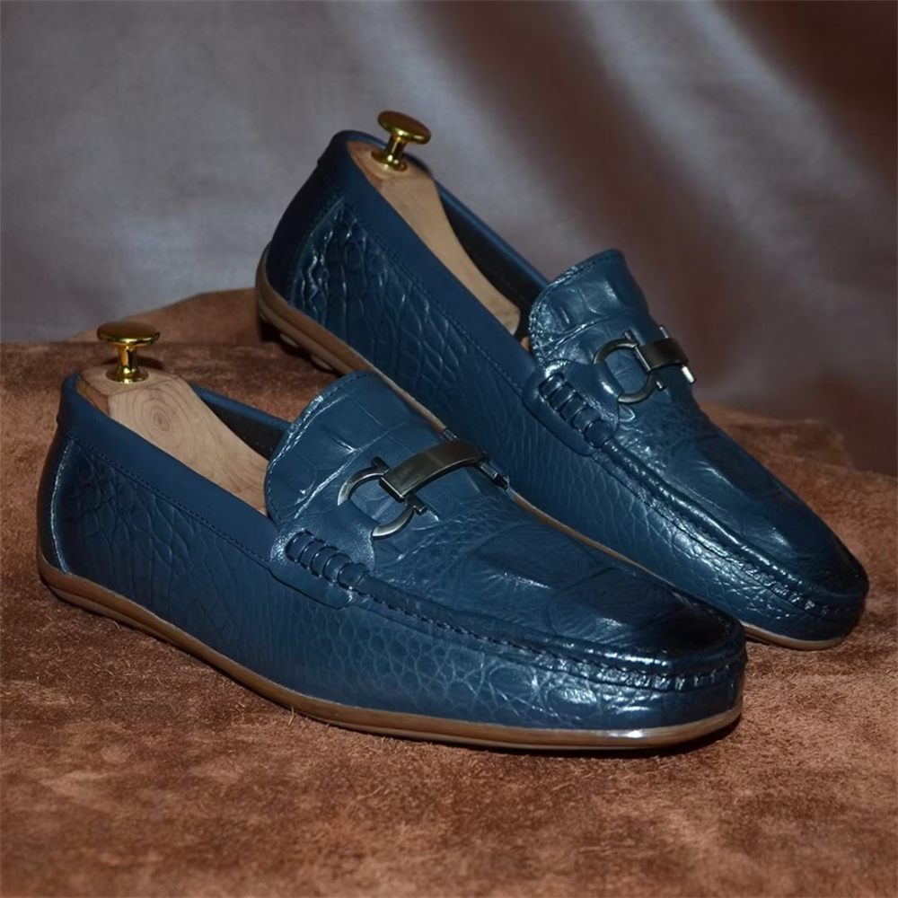 Mocassins Pour Hommes Luxueux À Bout Rond - Bleu