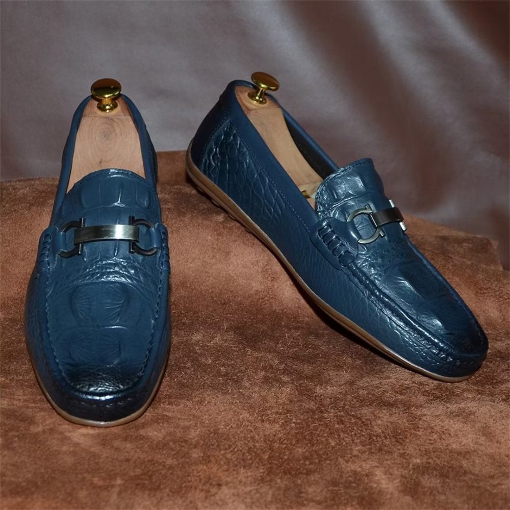 Mocassins Pour Hommes Luxueux À Bout Rond - Bleu