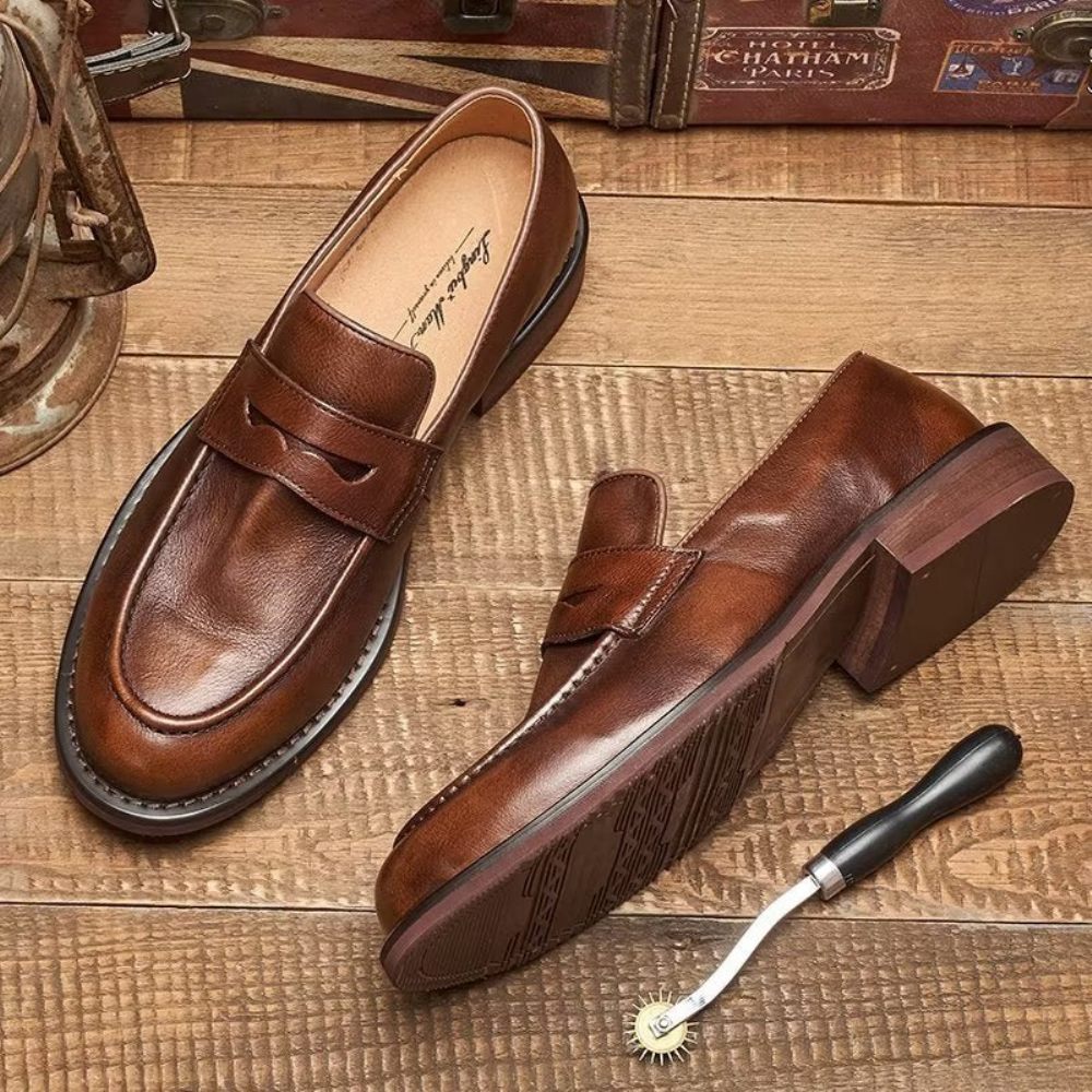 Mocassins Pour Hommes Modish Slip On Penny Loafers - Café